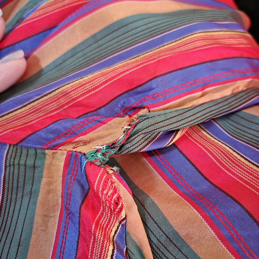 1980s Sasha Striped Print Puffed‎ Long Sleeve Acetate Blouse Shirt Top